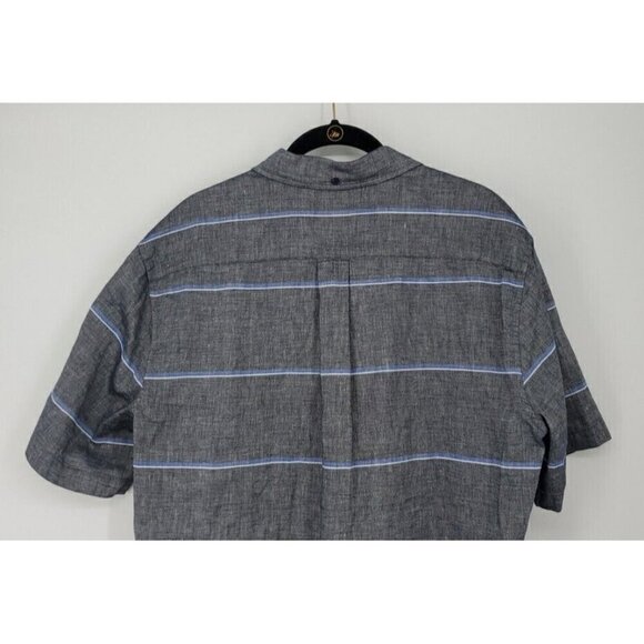 Brooks Brothers Men's Large Black w/Stripe Short Sleeve Shirt Linen Blend  NWT - Picture 6 of 11